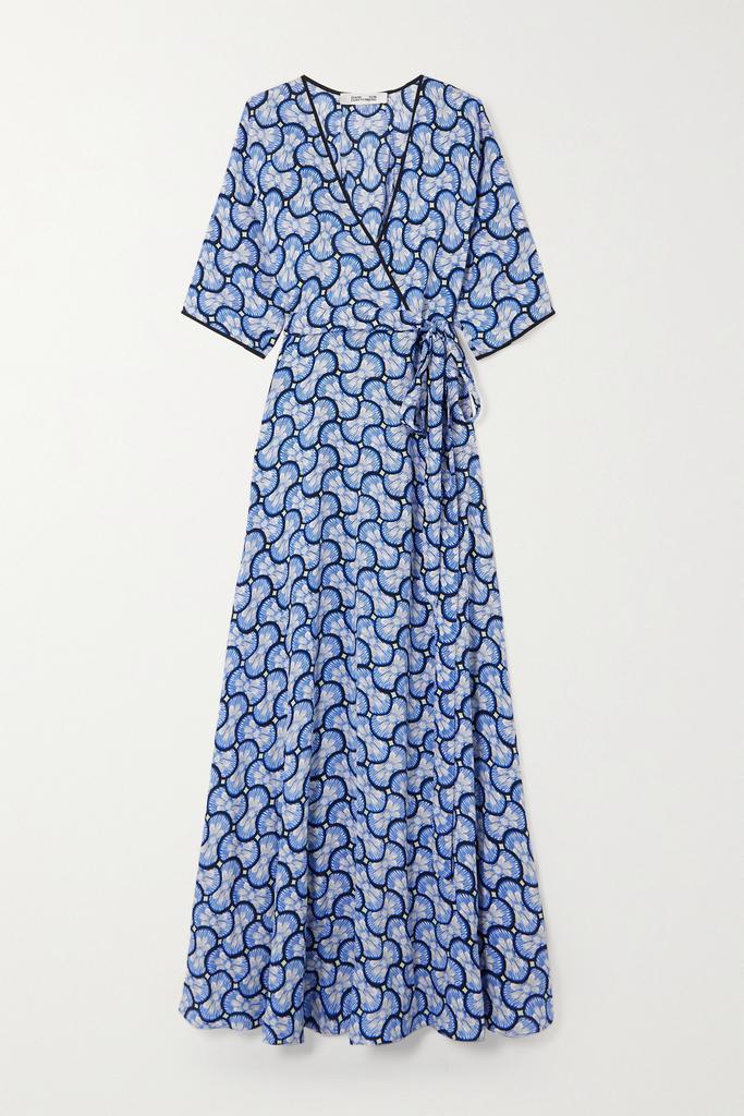 商品Diane von Furstenberg|Eloise 印花绉纱超长裹身连衣裙,价格¥4827,第1张图片