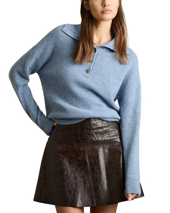 商品REISS|Ava Wool Blend Open Neck Button Knit Sweater,价格¥772,第1张图片