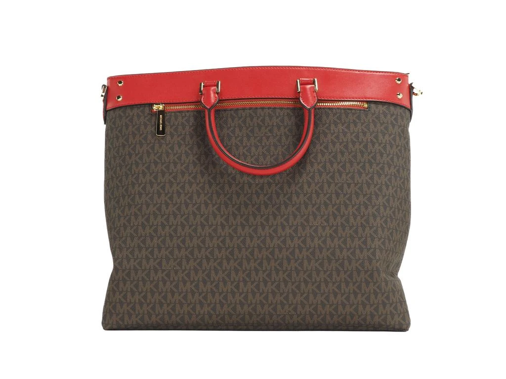 商品Michael Kors|Michael Kors Travel Large Signature PVC Top Zip North South Tote Handbag Women's (/Flame),价格¥2585,第2张图片详细描述