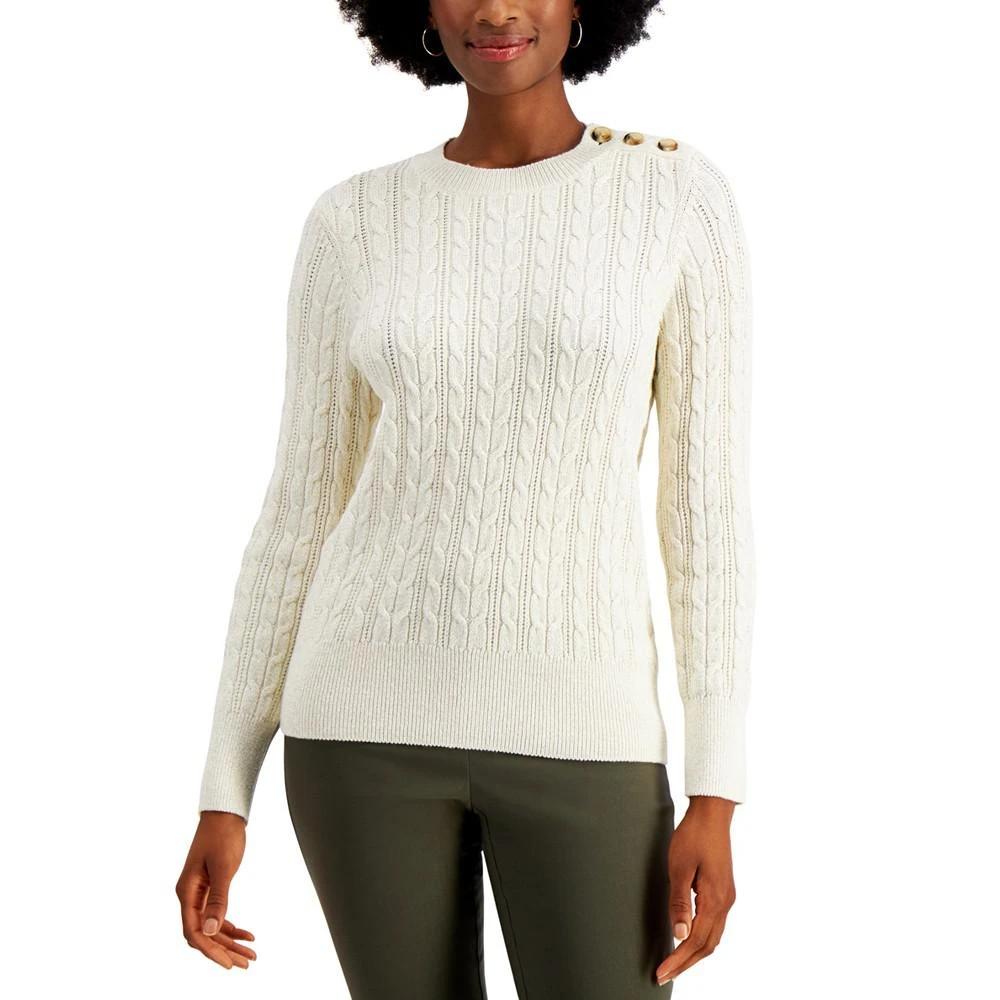 商品Charter Club|Petite Cable-Knit Pullover Sweater, Created for Macy's,价格¥129,第1张图片