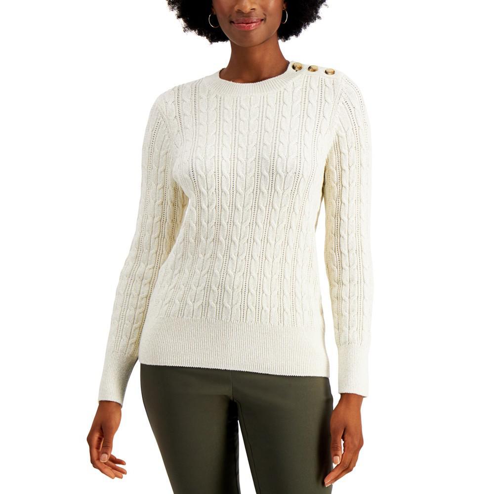 商品Charter Club|Petite Cable-Knit Pullover Sweater, Created for Macy's,价格¥166,第1张图片