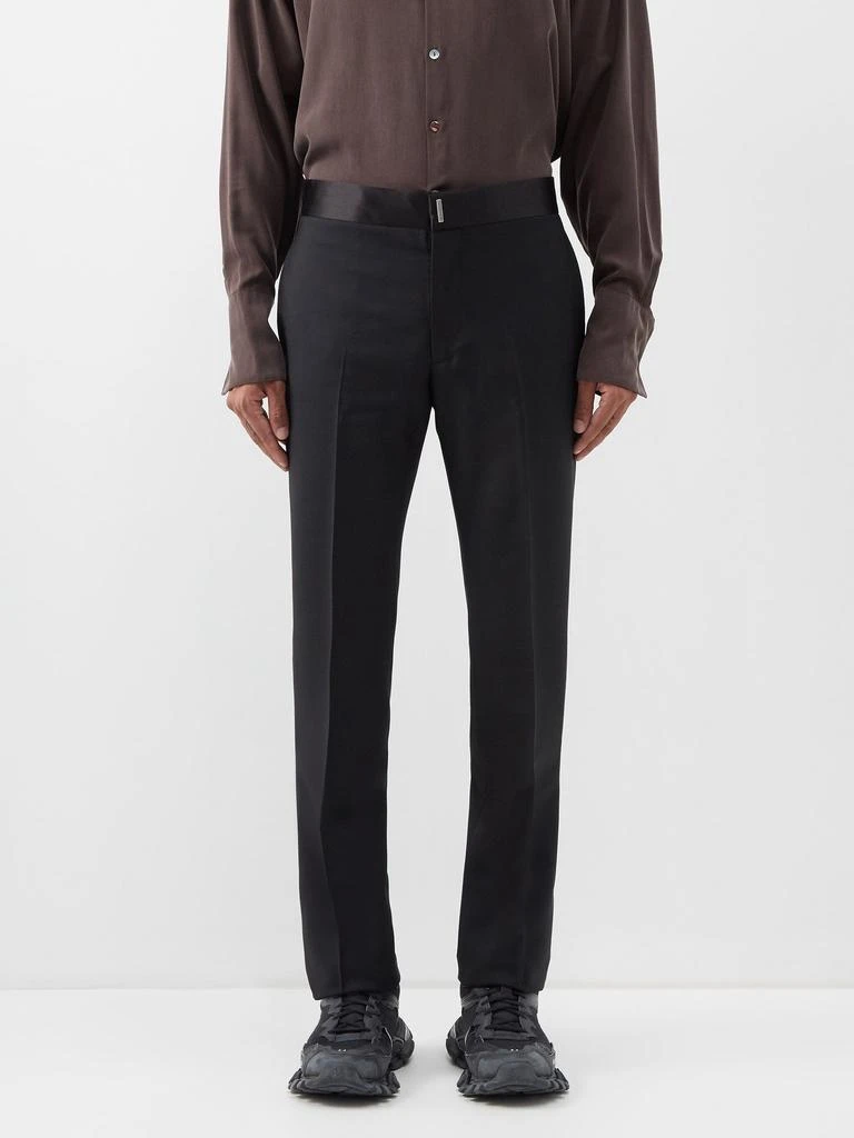 商品Givenchy|Satin-waist wool-blend grain de poudre trousers,价格¥7253,第1张图片
