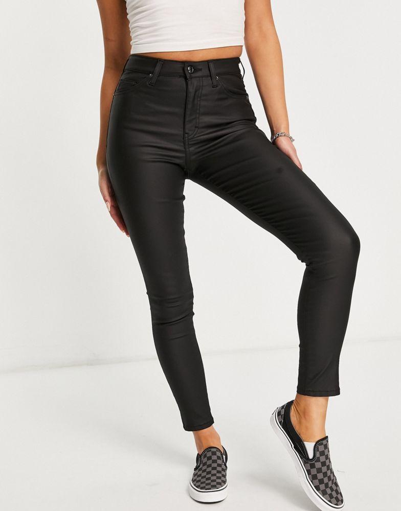 Topshop Jamie jeans in coated black商品第3张图片规格展示