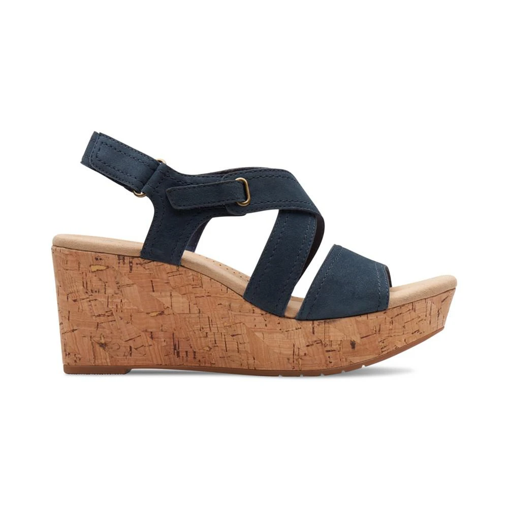 商品Clarks|Women's Rose Way Crisscross Cork-Wedge Sandals,价格¥296,第2张图片详细描述