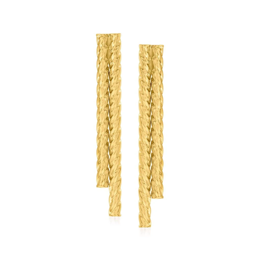 商品Ross-Simons|Ross-Simons Italian 14kt Yellow Gold Roped Bar Drop Earrings,价格¥1101,第1张图片