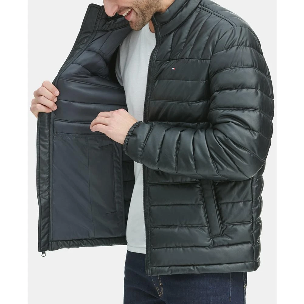 Men's Quilted Faux Leather Puffer Jacket 商品