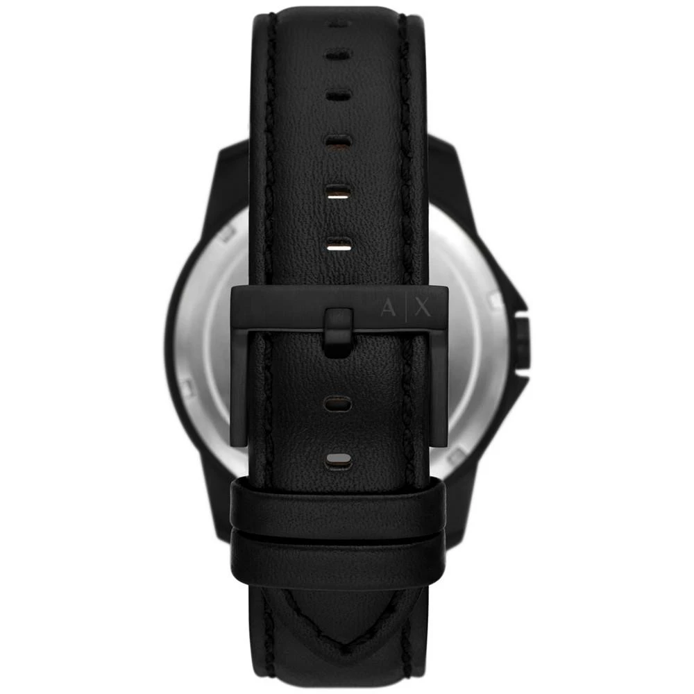 商品Armani Exchange|Men's Three-Hand Day-Date Quartz Black Leather Watch 44mm and Black Stainless Steel Bracelet Set,价格¥1002,第3张图片详细描述
