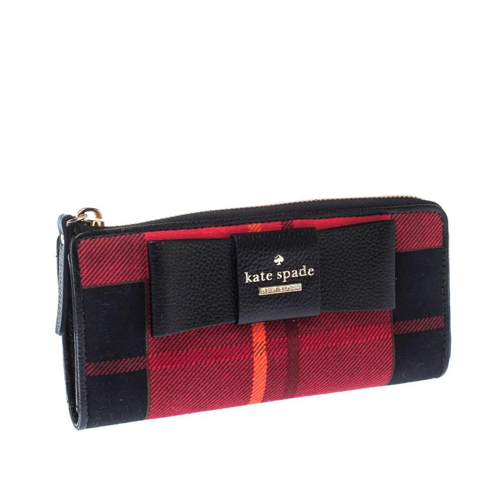 商品[二手商品] Kate Spade|Kate Spade Red/Black Checkered Canvas Julia Street Plaid Nisha Wallet,价格¥758,第3张图片详细描述