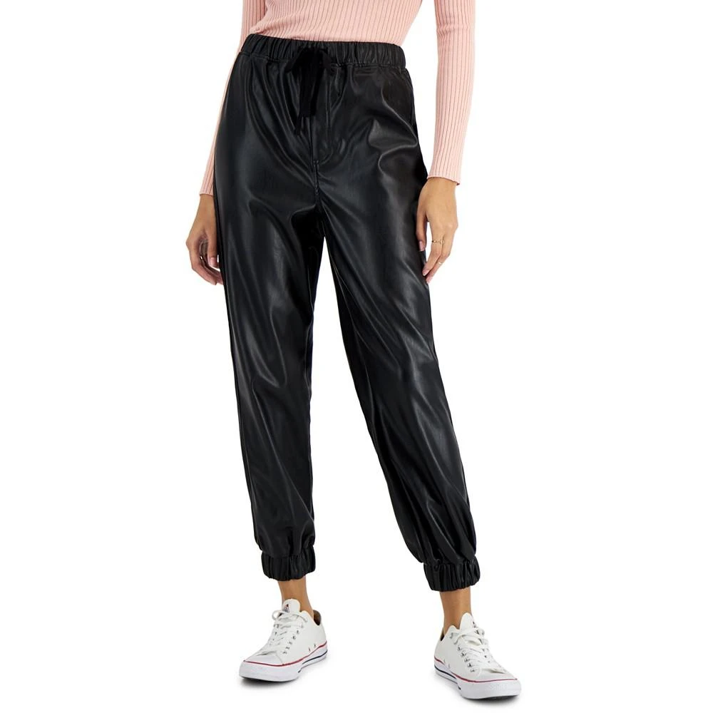 商品Tinseltown|Juniors' Faux-Leather Jogger Pants, Created for Macy's,价格¥150,第1张图片