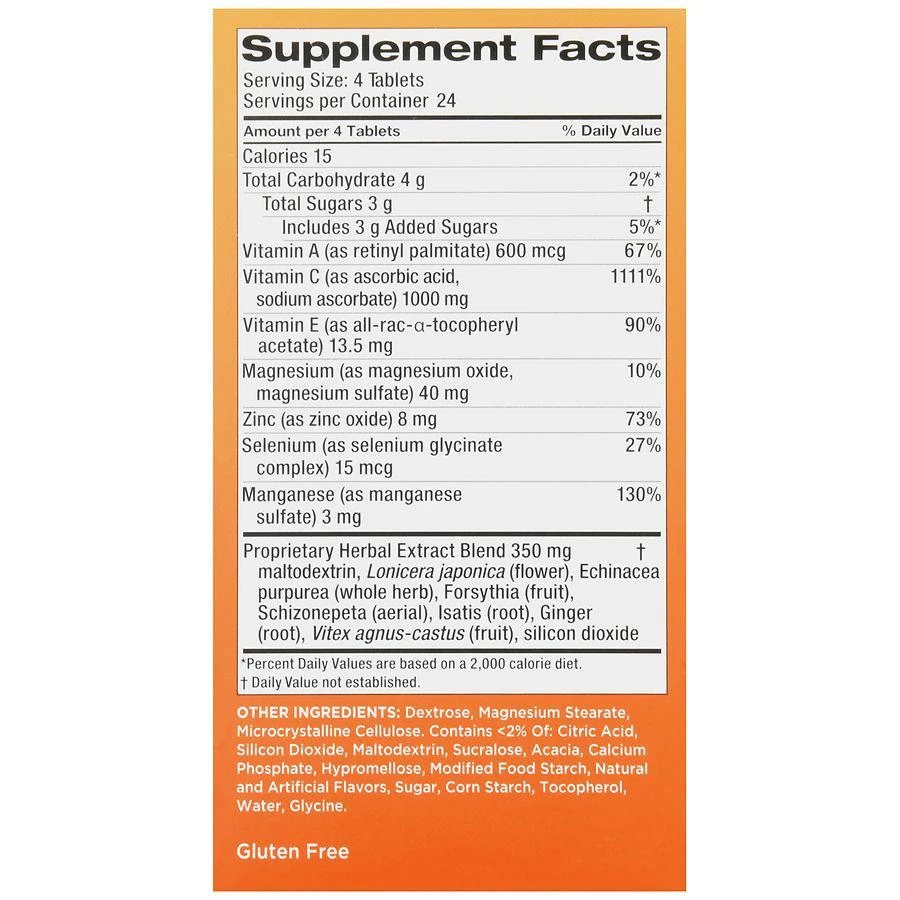 商品Walgreens|Immune Support Vitamin C Chewable Tablets Citrus,价格¥148,第3张图片详细描述