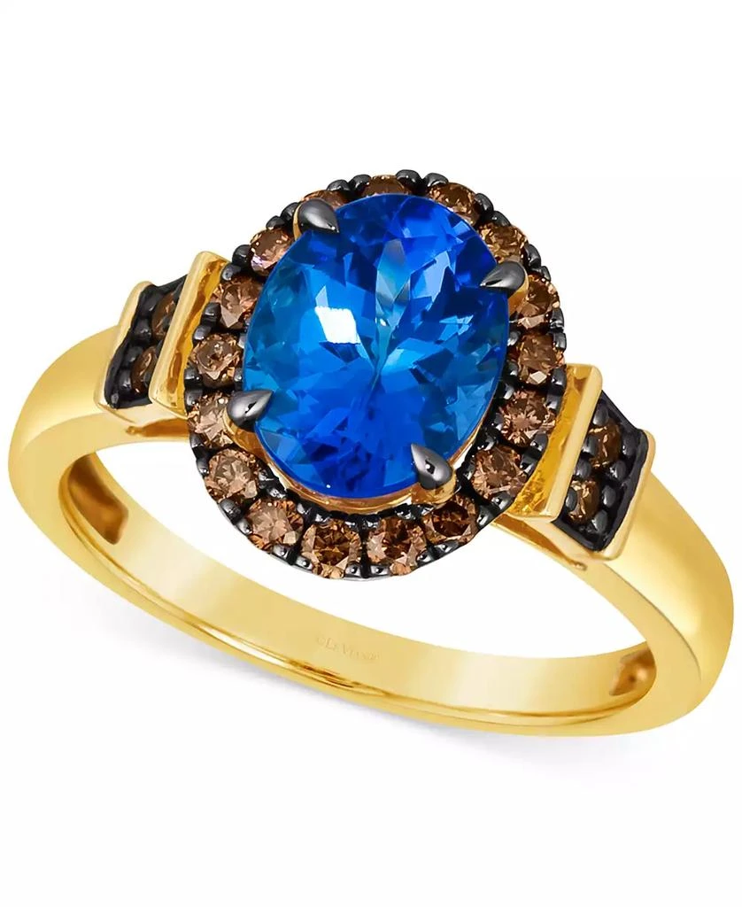 商品Le Vian|Chocolatier Blueberry Tanzanite (1-3/4 ct. t.w.) & Chocolate Diamonds (3/8 ct. t.w.) Oval Halo Ring in 14k Gold,价格¥37467,第1张图片