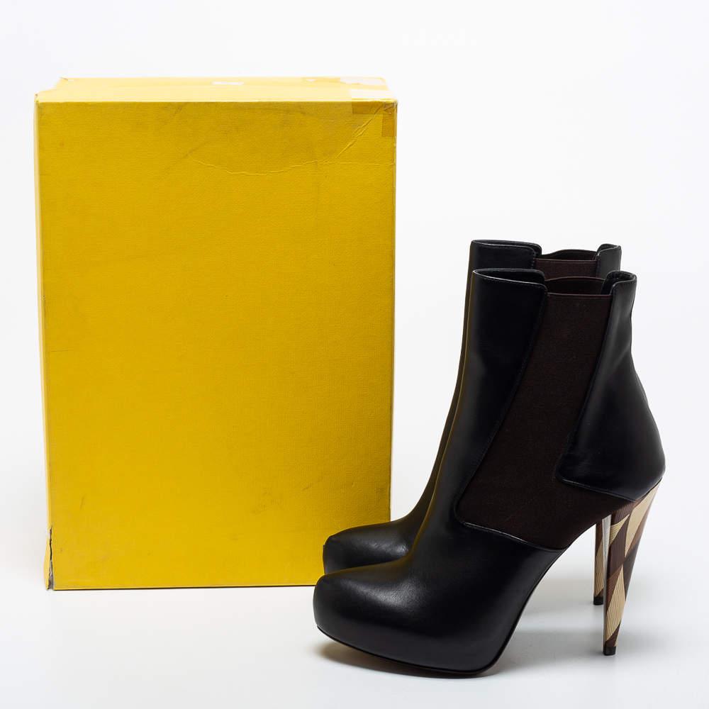 Fendi Black Leather Ankle Boots Size 40商品第9张图片规格展示