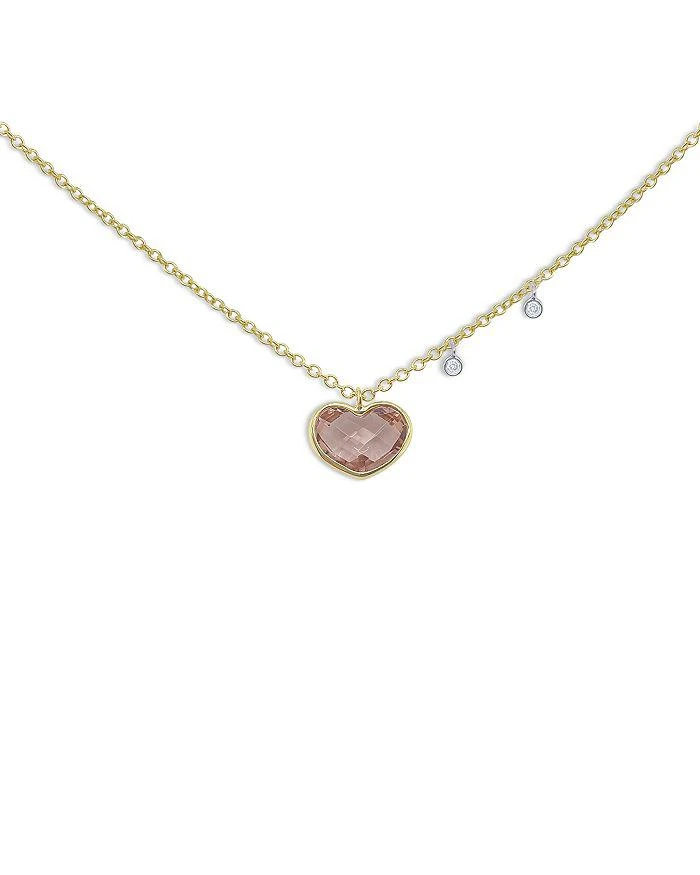 商品Meira T|14K Yellow Gold Morganite & Diamond Heart Necklace, 18",价格¥3308,第1张图片