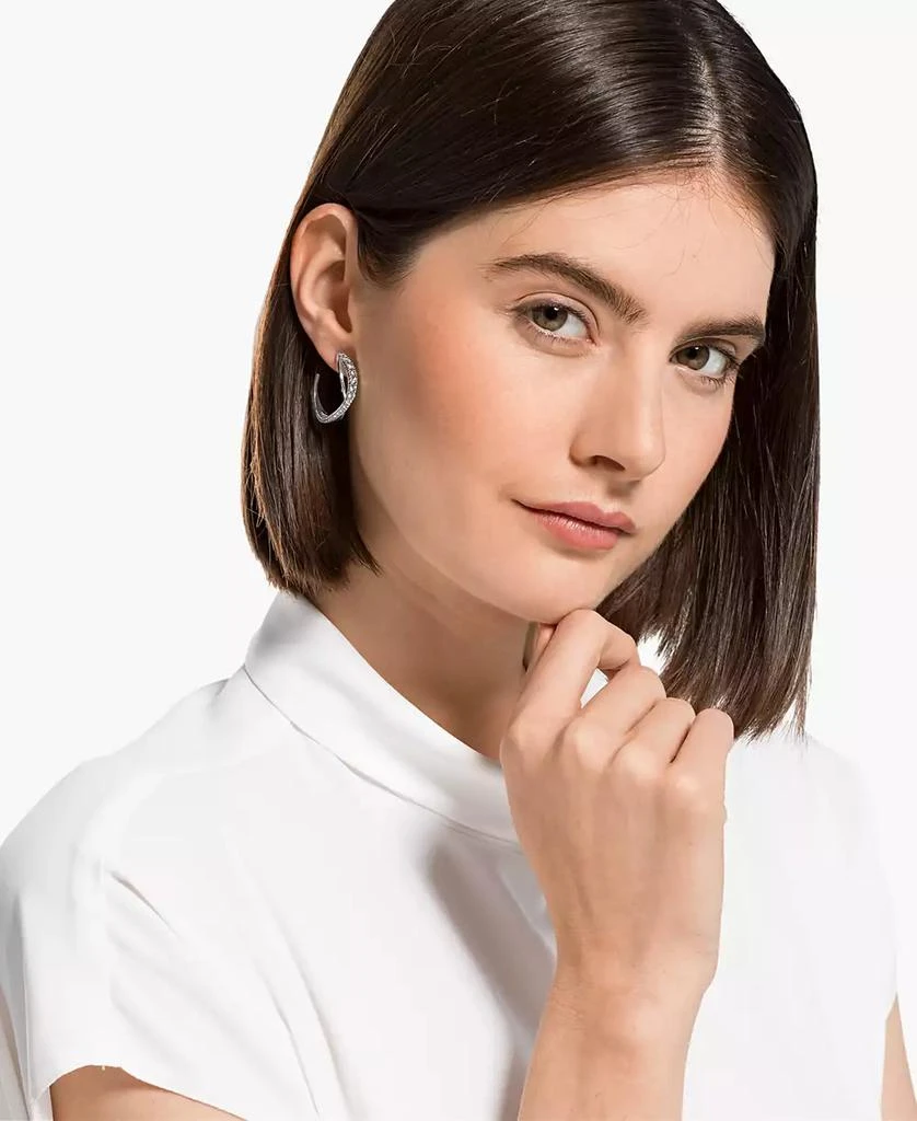 商品Swarovski|Silver-Tone Small Crystal Intertwined Open Hoop Earrings, 1",价格¥774,第2张图片详细描述