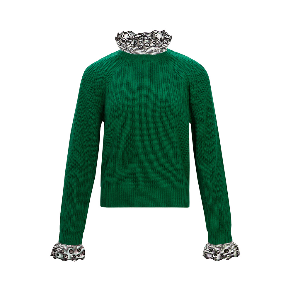 SANDRO 女士绿色针织毛衣 R130086P-MULTI商品第1张图片规格展示