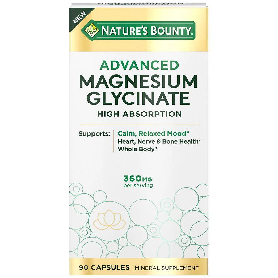 商品Nature's Bounty|Advanced Magnesium Glycinate 360 mg Muscle & Bone Support Capsules,价格¥291,第1张图片