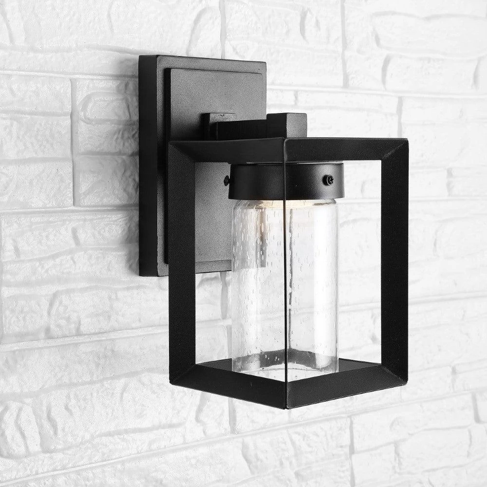 商品JONATHAN Y|Nate 6.75" Outdoor Modern Cube Bubble Glass/Metal Integrated LED Wall Sconce,价格¥629,第1张图片