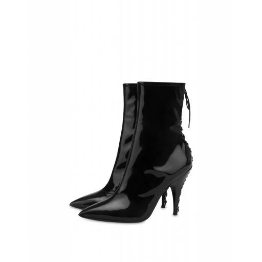 Patent Leather Ankle Boots With Lacing商品第1张图片规格展示
