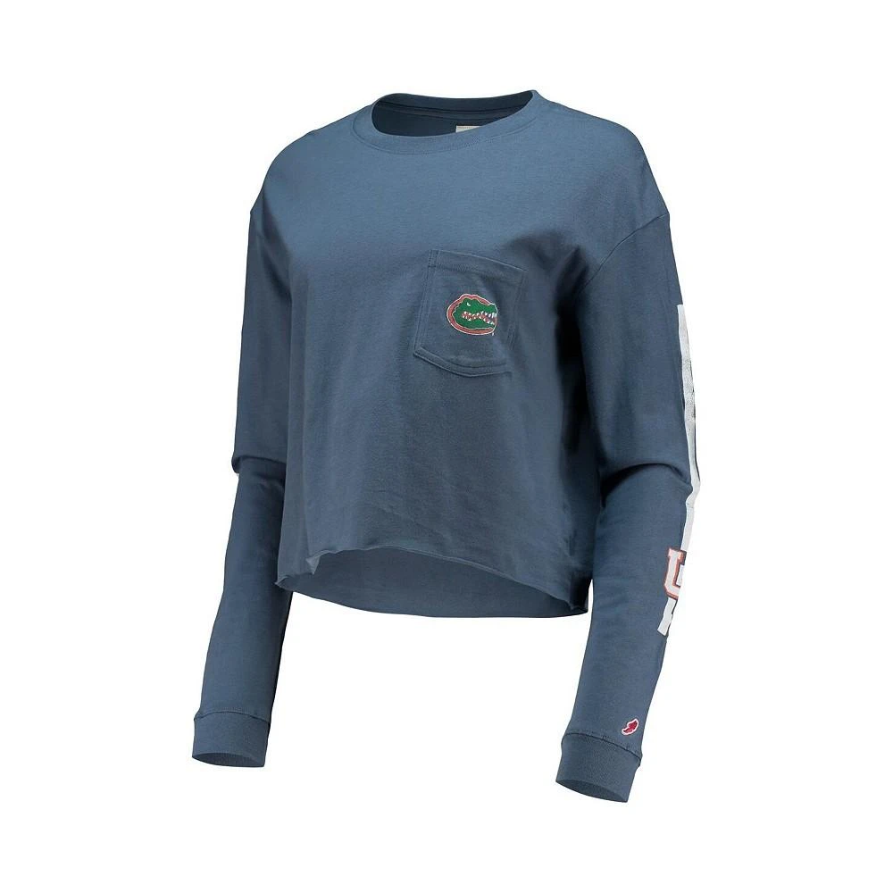 商品League Collegiate Wear|Women's Navy Florida Gators Clothesline Cotton Midi Crop Long Sleeve T-shirt,价格¥247,第2张图片详细描述