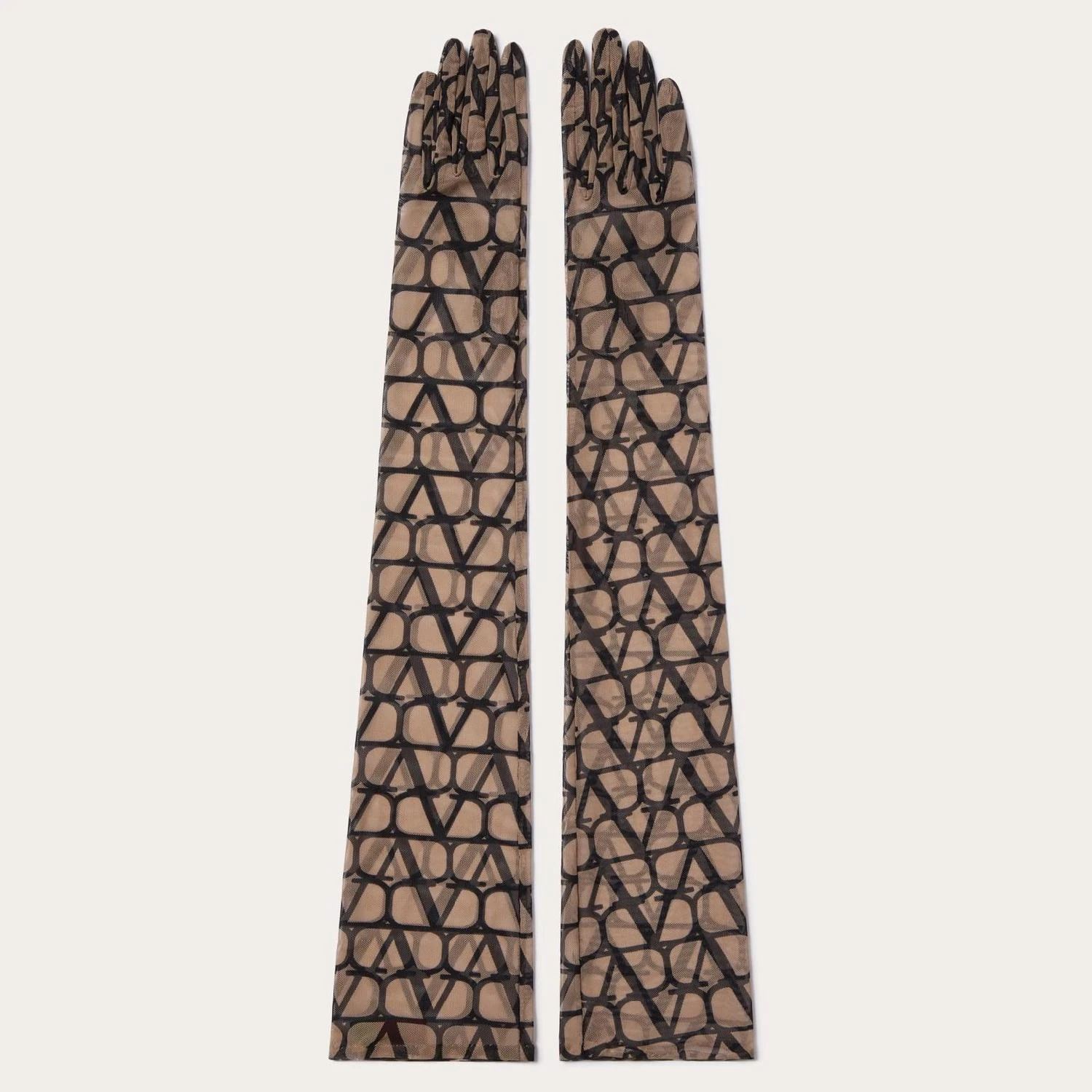 商品Valentino|【预售】 华伦天奴 25春夏 女士 手套 LONGS GANTS EN TULLE À MOTIF TOILE ICONOGRAPHE WGCA24DHX_E21 ,价格¥3245,第1张图片