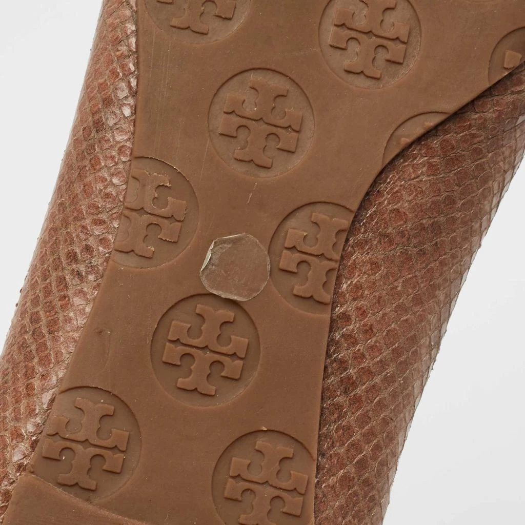 Tory Burch Light Brown Python Embossed Leather Reva Ballet Flats Size 39 商品