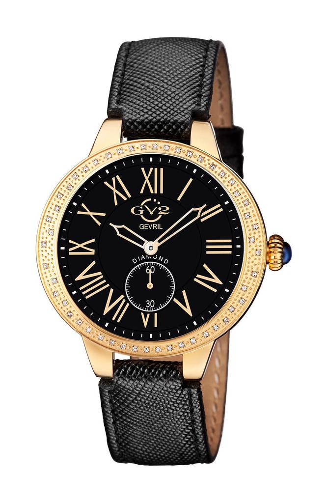 GV2 Astor Black Dial Diamond Calfskin Leather Watch, 40mm - 0.24 ctw商品第1张图片规格展示