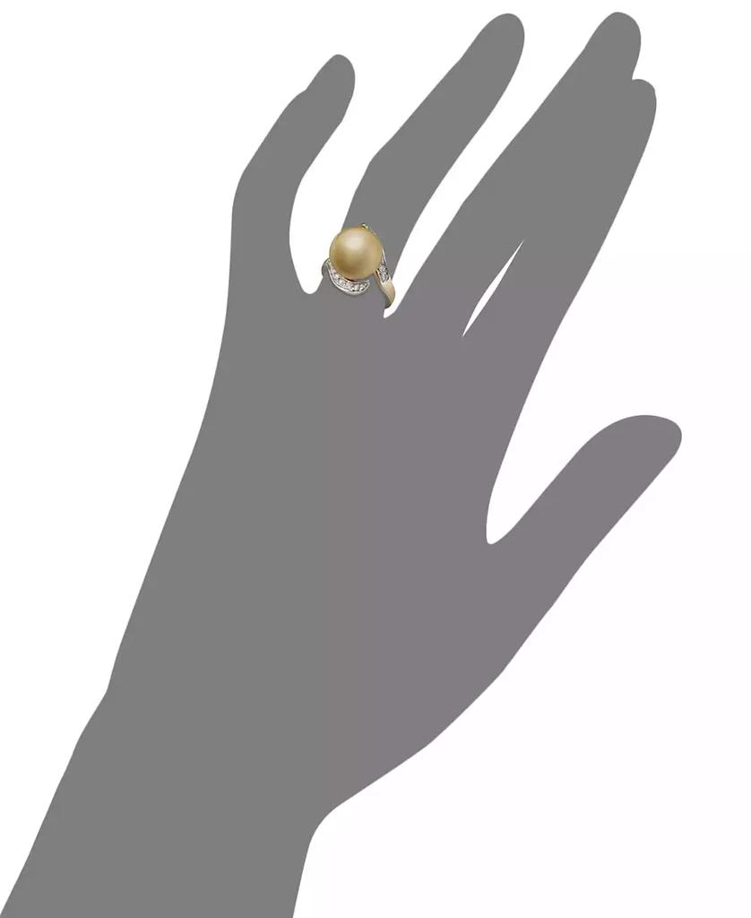 商品Macy's|14k Gold Ring, Cultured Golden South Sea Pearl (14mm) and Diamond (1/3 ct. t.w),价格¥10770,第2张图片详细描述