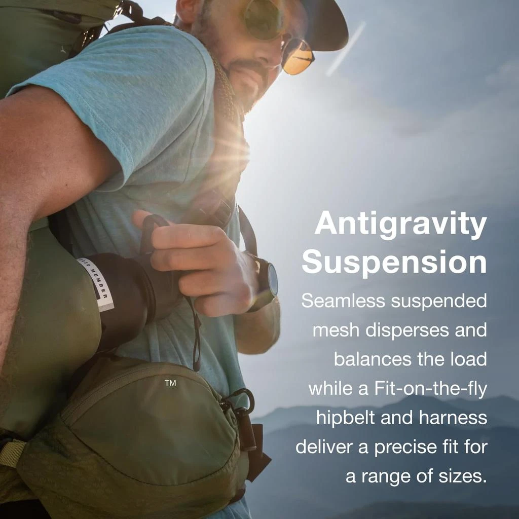 商品Osprey|Osprey Atmos AG 65L Men's Backpacking Backpack, Black, L/XL,价格¥1980,第3张图片详细描述