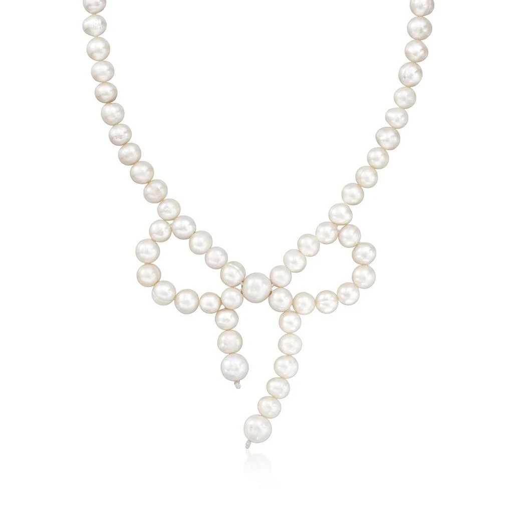 商品Ross-Simons|7.5-9.5mm Cultured Pearl Bow Necklace With 18kt Gold Over Sterling,价格¥2798,第1张图片