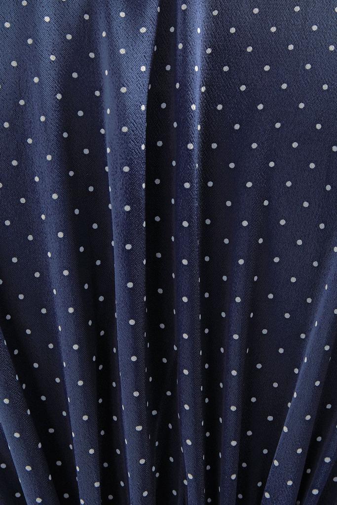 Tie-back cutout polka-dot satin peplum blouse商品第4张图片规格展示
