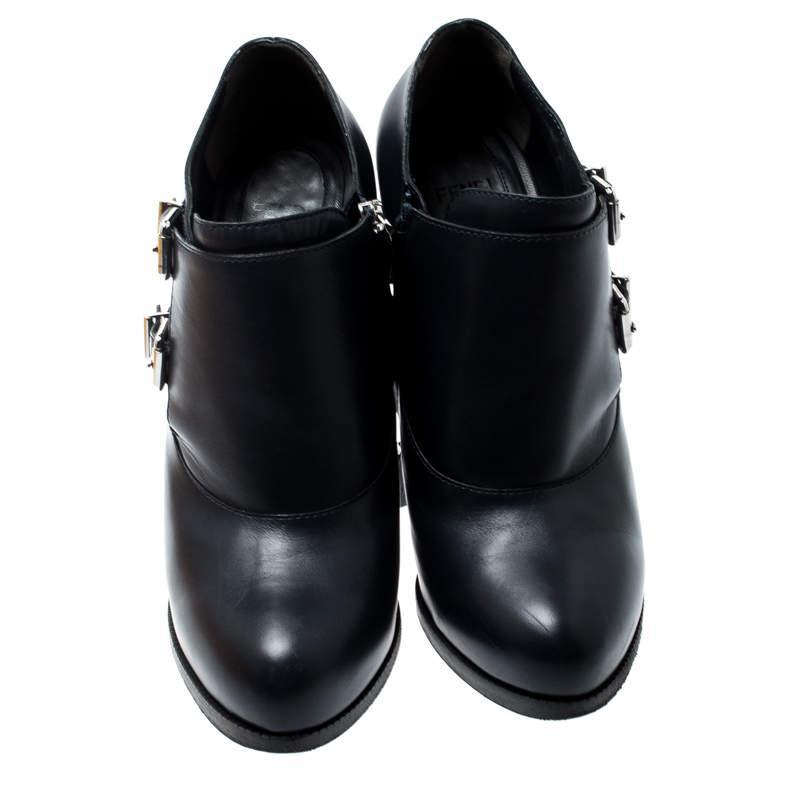 商品[二手商品] Fendi|Fendi Indigo Blue Leather Ankle Booties Size 38,价格¥3087,第5张图片详细描述