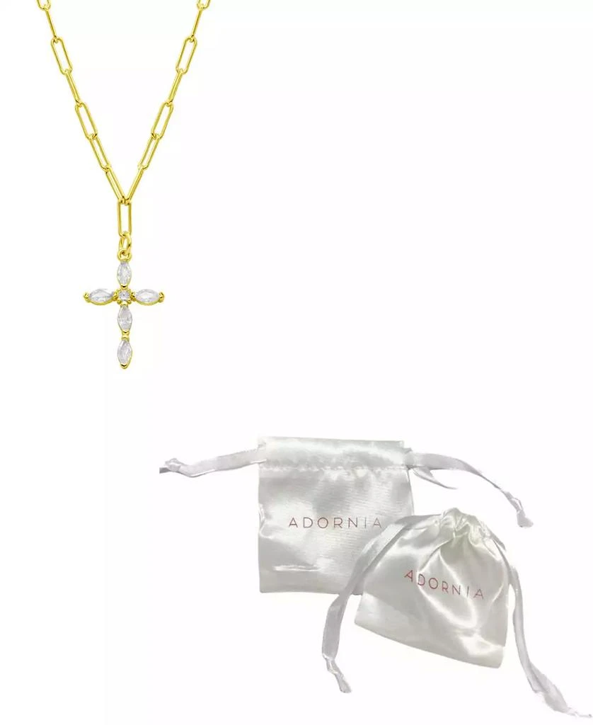 商品ADORNIA|14K Gold-Plated Paperclip Cubic Zirconia Cross Necklace,价格¥211,第2张图片详细描述