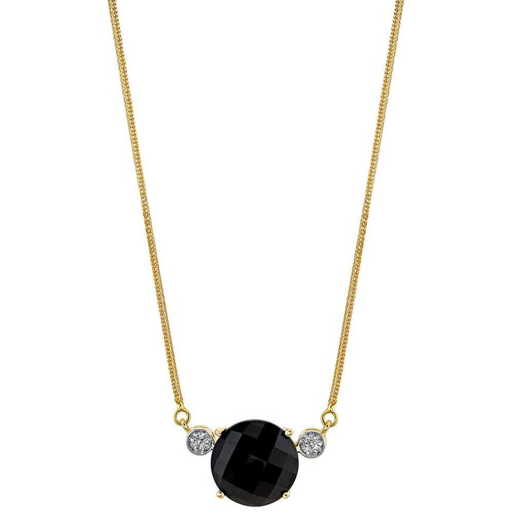 商品Macy's|Onyx & Diamond Accent 16" Pendant Necklace in 14k Gold,价格¥4742,第1张图片