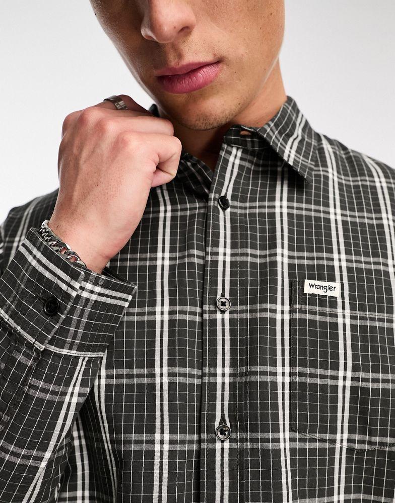 Wrangler checked long sleeve shirt in black商品第4张图片规格展示