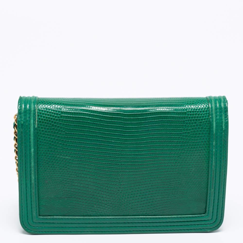 商品[二手商品] Chanel|Chanel Green Lizard and Leather Boy Wallet on Chain,价格¥21707,第6张图片详细描述