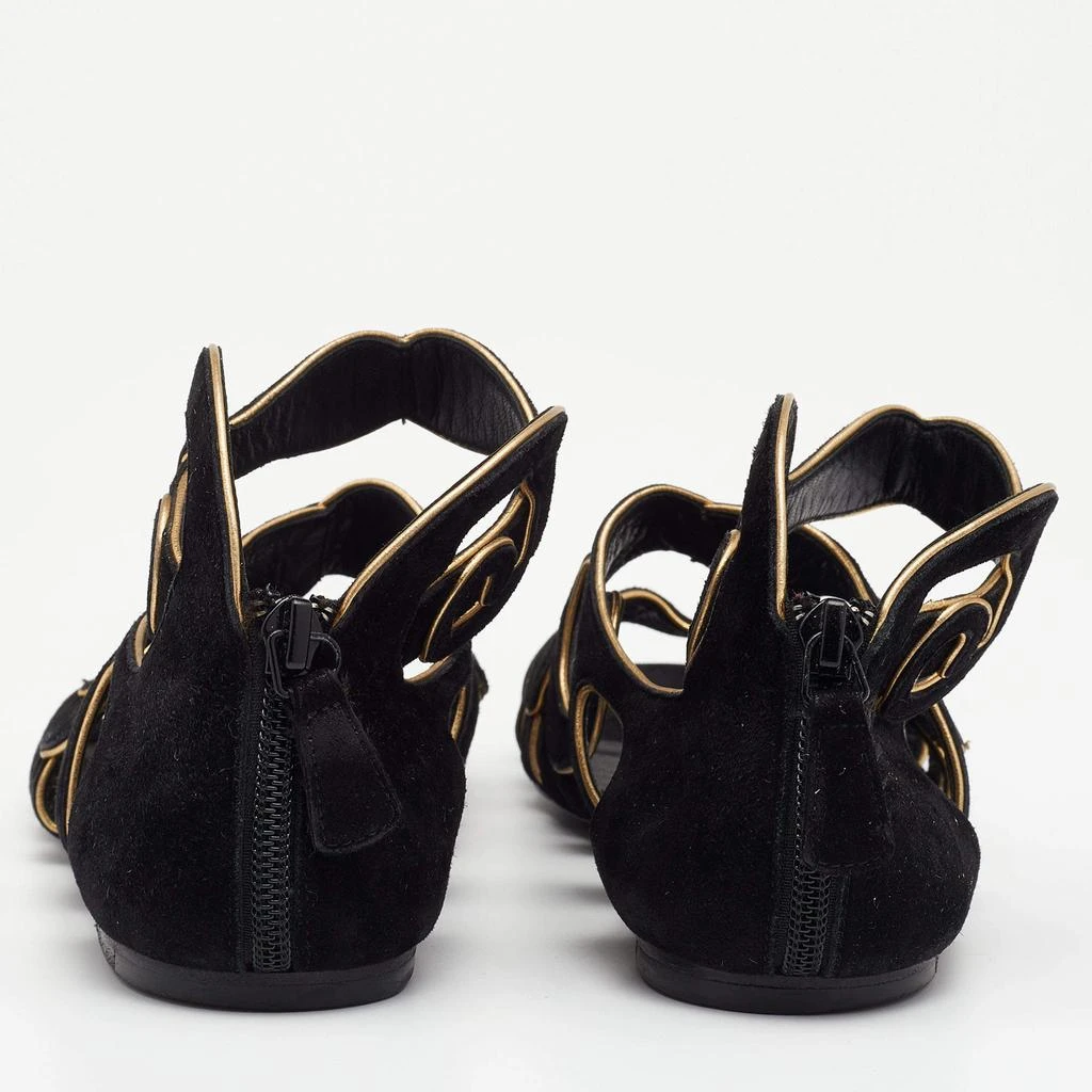 商品[二手商品] Chanel|Chanel Black/Gold Suede Gladiator Flat Sandals Size 38.5,价格¥1862,第5张图片详细描述