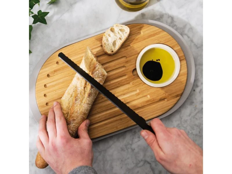 商品BergHOFF|Leo 15.25" 2-sided Tapas Cutting Board with Tray, Gray,价格¥394,第2张图片详细描述