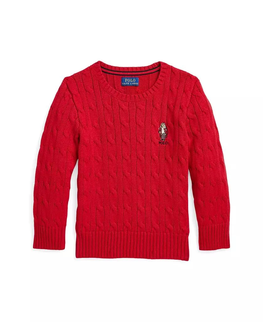 商品Ralph Lauren|Toddler and Little Boys Polo Bear Cable-Knit Cotton Sweater,价格¥395,第1张图片