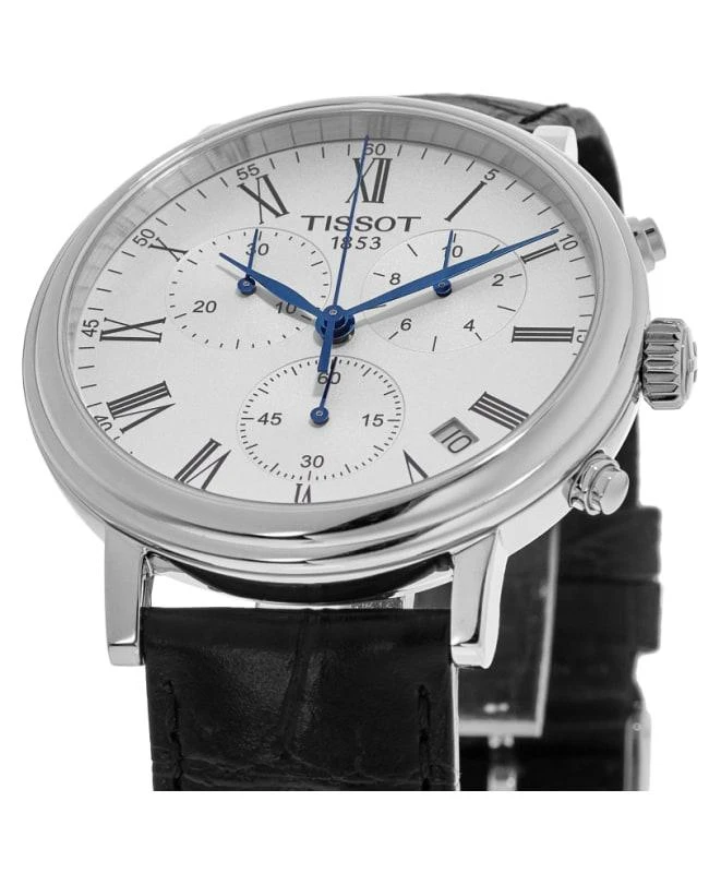 商品Tissot|Tissot Carson Premium Silver Chronograph Dial Leather Strap Men's Watch T122.417.16.033.00,价格¥2709,第3张图片详细描述