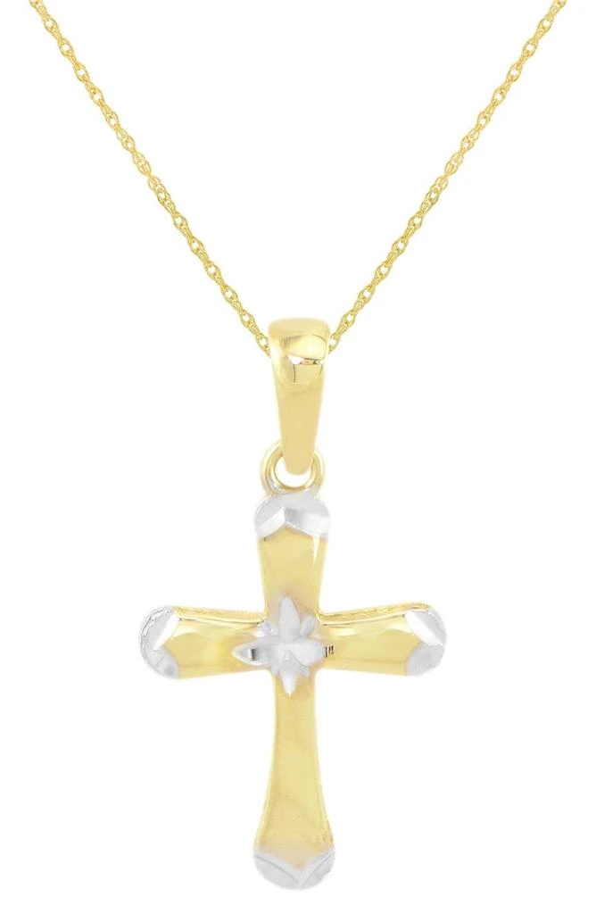 商品CANDELA JEWELRY|10K Gold Two-Tone Cross Pendant Necklace,价格¥989,第1张图片