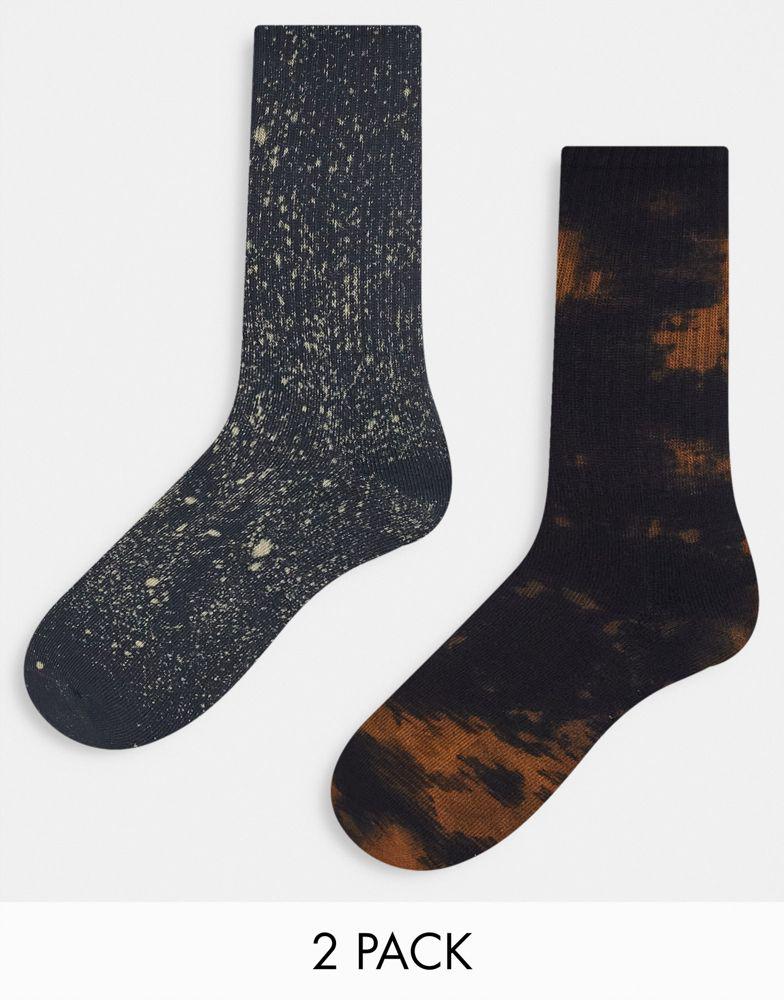 ASOS DESIGN 2 pack sports socks in black tie dye商品第1张图片规格展示