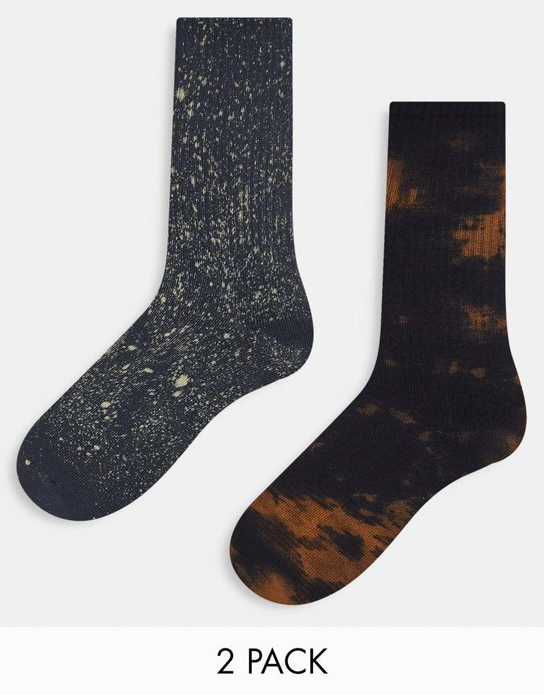 商品ASOS|ASOS DESIGN 2 pack sports socks in black tie dye,价格¥94,第1张图片