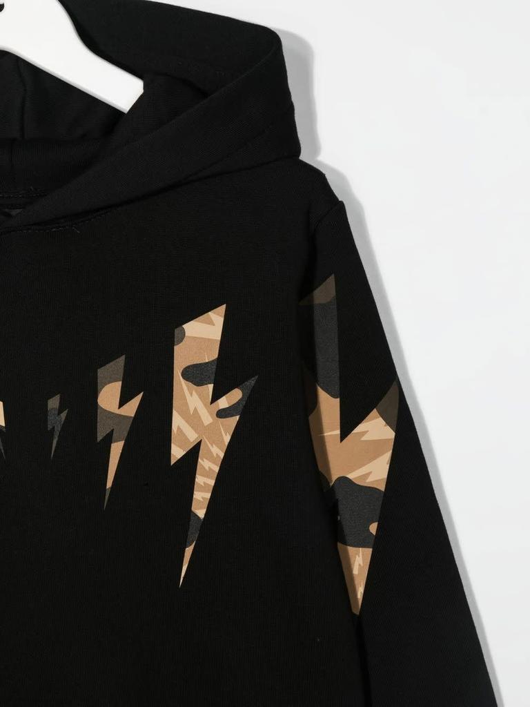 商品Neil Barrett|Neil Barrett Kids Black Hoodie With Colorful Thunderbolt Print,价格¥856,第5张图片详细描述