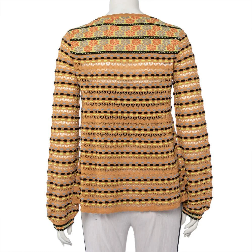 商品[二手商品] Missoni|M Missoni Beige Straw Perforated Knit Long Sleeve Top L,价格¥964,第3张图片详细描述