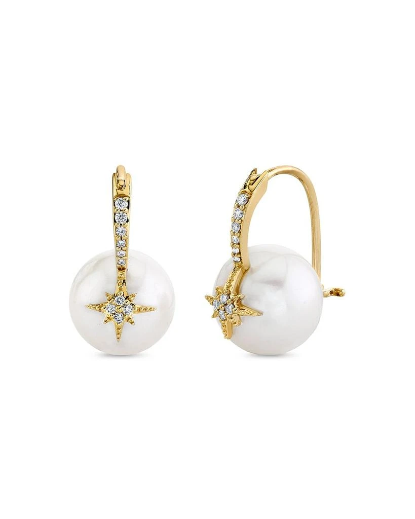 商品Sydney Evan|14K Yellow Gold Freshwater Pearl & Diamond Pavé Starburst Bead Earrings, 0.09 ct. t.w.,价格¥17647,第1张图片