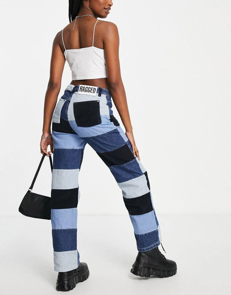 商品The Ragged Priest|The Ragged Priest relaxed jeans in patchwork denim & cord,价格¥367,第1张图片
