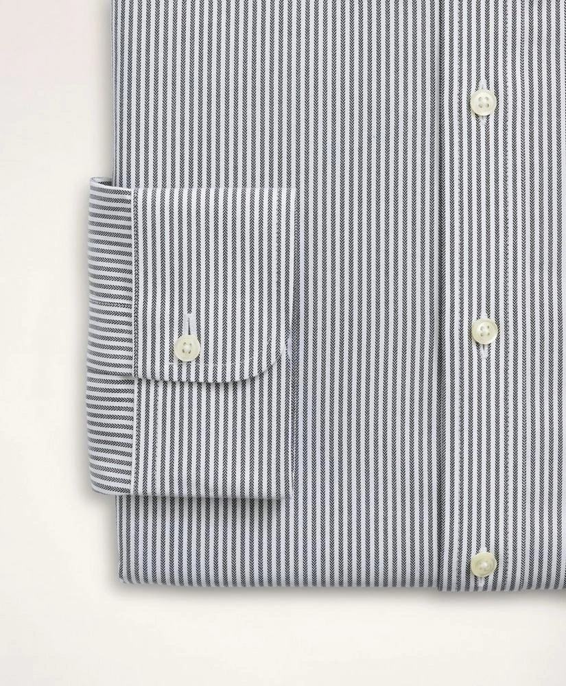 商品Brooks Brothers|Stretch Regent Regular-Fit Dress Shirt, Non-Iron Herringbone Candy Stripe Ainsley Collar,价格¥368,第4张图片详细描述