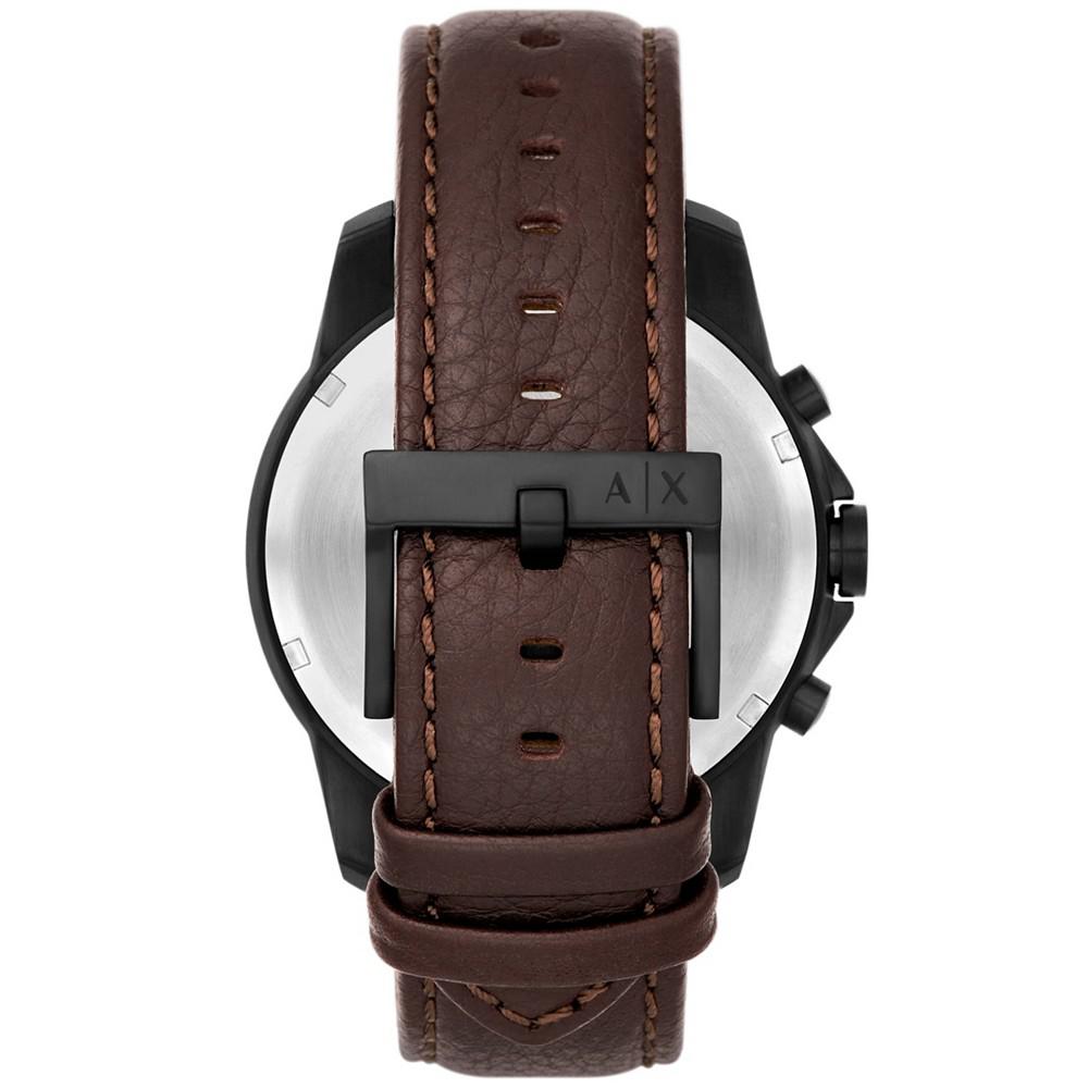 Men's Chronograph Brown Leather Strap Watch商品第3张图片规格展示