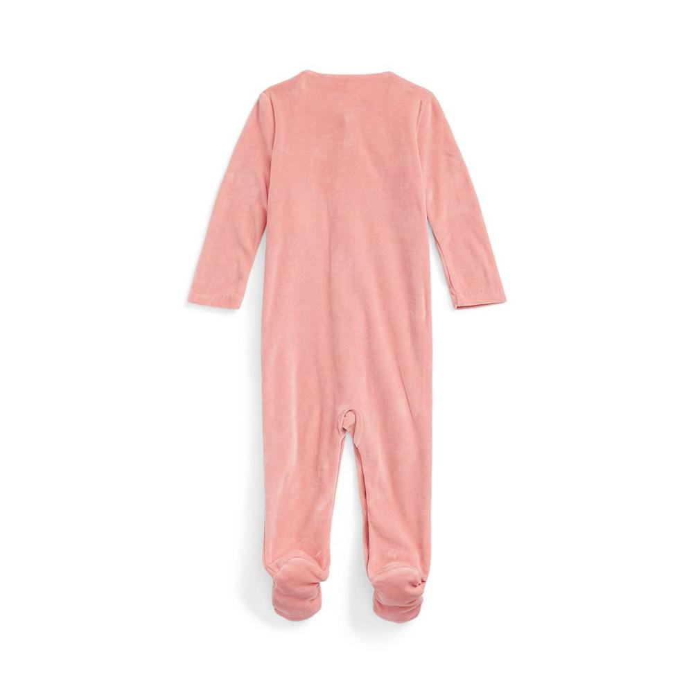Baby Girls Velour Footed Coverall商品第2张图片规格展示