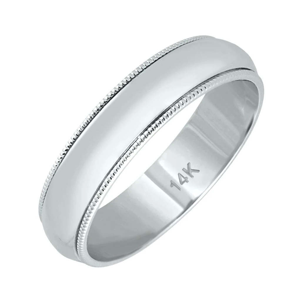 商品SSELECTS|4Mm Milgrain Edge Comfort Fit Wedding Band In 14K White Gold,价格¥3430,第3张图片详细描述